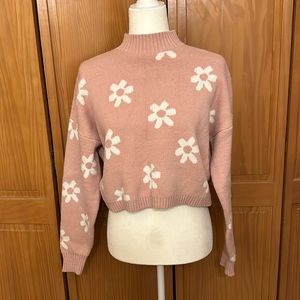 Flower pink sweater
